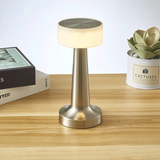 Silver Rechargeable Acrylic Shade UFO Table Lamp Touch Control LED Bedside Night Light, Cordless Ambient Desk Lamp for Bedroom Living Room Camping - Front View