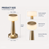 Silver Rechargeable Acrylic Shade UFO Table Lamp Touch Control LED Bedside Night Light, Cordless Ambient Desk Lamp for Bedroom Living Room Camping - 45-Degree Angle