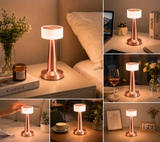 Copper Rechargeable Acrylic Shade UFO Table Lamp Touch Control LED Bedside Night Light, Cordless Ambient Desk Lamp for Bedroom Living Room Camping - Front View