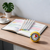 Macaron Pastel Dual-Tip Highlighter & Magnetic Mechanical Timer(Yellow) Set - Visual Time Management for Study, Cooking & Productivity - Front View
