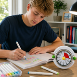 Macaron Pastel Dual-Tip Highlighter & Magnetic Mechanical Timer(White) Set - Visual Time Management for Study, Cooking & Productivity