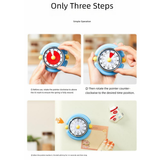 Macaron Pastel Dual-Tip Highlighter & Magnetic Mechanical Timer(Blue) Set - Visual Time Management for Study, Cooking & Productivity - Top-Down View