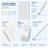 Macaron Pastel Dual-Tip Highlighter & Magnetic Mechanical Timer(Blue) Set - Visual Time Management for Study, Cooking & Productivity