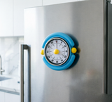 Blue Visual Mechanical Kitchen Timer with Magnetic Backing - Battery-Free Countdown Alarm for Cooking, Study & Time Management