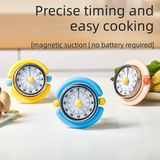Yellow Visual Mechanical Kitchen Timer with Magnetic Backing - Battery-Free Countdown Alarm for Cooking, Study & Time Management - Side View