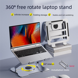 360° Rotating Laptop Stand(Silver) & Magnetic Mechanical Timer(Beige) Set - Ergonomic Cooling Desk Organizer for Study, Cooking & Productivity