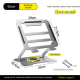 360° Rotating Laptop Stand(Silver) & Magnetic Mechanical Timer(Black) Set - Ergonomic Cooling Desk Organizer for Study, Cooking & Productivity