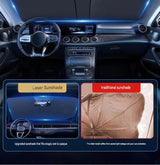 Car windshield sun visor, 55.1 x 27.6 inches, foldable windshield sun visor, UV protection, heat insulation, titanium silver sun visor cover. - Rear View