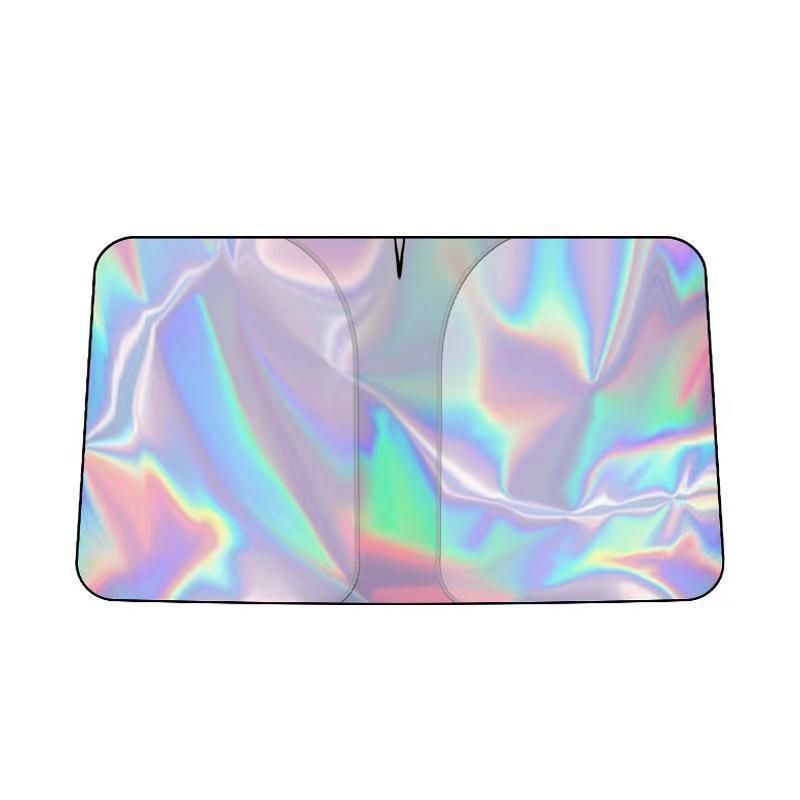 Reflective Car Windshield Sun Shade 57.1 x 31.5 Inch Foldable Front Windshield Sunshade UV Block Heat Insulation Titanium Silver Sun Visor Cover