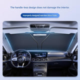 Reflective Car Windshield Sun Shade 57.1 x 31.5 Inch Foldable Front Windshield Sunshade UV Block Heat Insulation Titanium Silver Sun Visor Cover