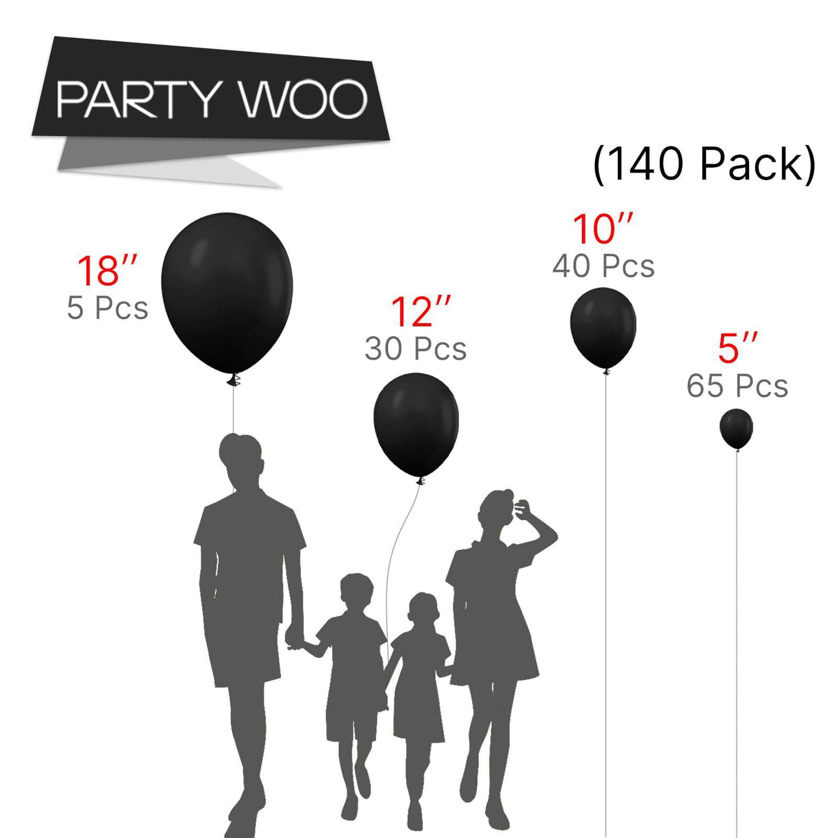 140PCS Black Balloon Garland Kit Latex Balloon Arch Set for Birthday Wedding Party Decoration Black Party Balloon Arch Kit with Multiple Sizes