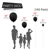 140PCS Black Balloon Garland Kit Latex Balloon Arch Set for Birthday Wedding Party Decoration Black Party Balloon Arch Kit with Multiple Sizes - 45-Degree Angle