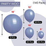140PCS Grayish blue Balloon Garland Kit Latex Balloon Arch Set for Birthday Wedding Party Decoration Grayish blue Party Balloon Arch Kit with Multiple Sizes
