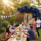 140PCS Dark blue Balloon Garland Kit Latex Balloon Arch Set for Birthday Wedding Party Decoration Dark blue Party Balloon Arch Kit with Multiple Sizes - Side View