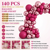 140PCS Rose red Balloon Garland Kit Latex Balloon Arch Set for Birthday Wedding Party Decoration Rose red Party Balloon Arch Kit with Multiple Sizes