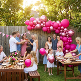 140PCS Rose red Balloon Garland Kit Latex Balloon Arch Set for Birthday Wedding Party Decoration Rose red Party Balloon Arch Kit with Multiple Sizes - Front View