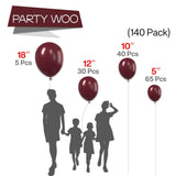 140PCS Wine red Balloon Garland Kit Latex Balloon Arch Set for Birthday Wedding Party Decoration Wine red Party Balloon Arch Kit with Multiple Sizes