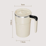 White Electric Self Stirring Mug with Temperature Display Type-C Rechargeable Insulated Coffee Mixing Cup Portable Magnetic Stirring Mug for Coffee Milk Protein Shake Home Office Use