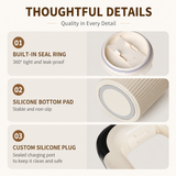Green Electric Self Stirring Mug with Temperature Display Type-C Rechargeable Insulated Coffee Mixing Cup Portable Magnetic Stirring Mug for Coffee Milk Protein Shake Home Office Use - Rear View