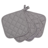 4 Pack Heat Resistant Pot Holders - Grey Cotton Silver Coated Quilted Kitchen Heat Pads Non Slip Oven Mats 18x18cm Baking Cooking Microwave Use Durable Thermal Protection