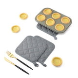 4 Pack Heat Resistant Pot Holders - Grey Cotton Silver Coated Quilted Kitchen Heat Pads Non Slip Oven Mats 18x18cm Baking Cooking Microwave Use Durable Thermal Protection - Side View