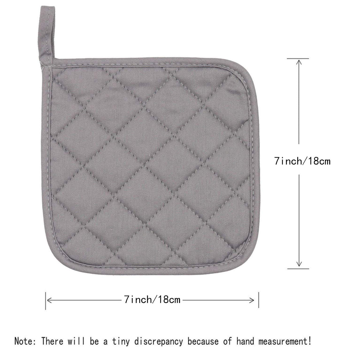 4 Pack Heat Resistant Pot Holders - Grey Cotton Silver Coated Quilted Kitchen Heat Pads Non Slip Oven Mats 18x18cm Baking Cooking Microwave Use Durable Thermal Protection
