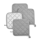 4 Pack Heat Resistant Pot Holders - Blue Cotton Silver Coated Quilted Kitchen Heat Pads Non Slip Oven Mats 18x18cm Baking Cooking Microwave Use Durable Thermal Protection - 45-Degree Angle