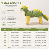 Green Dog Raincoat Dinosaur Hooded Waterproof Jacket 5XL Size with Leash Hole Removable Tail Cover Full Body Coverage Pet Rain Coat for Outdoor Walking Large Dogs - Close-Up Angle