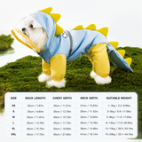 Blue Size XL Waterproof Dinosaur Dog Raincoat with Harness Hole Full Body Pet Rain Jacket for Small Dogs Tail Cover Lightweight Outdoor Walking - 45-Degree Angle