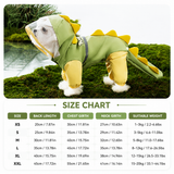 Green Size 2XL Waterproof Dinosaur Dog Raincoat with Harness Hole Full Body Pet Rain Jacket for Small Dogs Tail Cover Lightweight Outdoor Walking