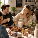 Manual Milk Frother Glass Mug 450ml Hand Press Coffee Foamer Stainless Steel Filter Barista Style Milk Foam Maker for Home Coffee Latte Cappuccino - Side View