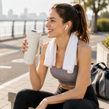 Automatic Stirring Coffee Mug 400ml USB Rechargeable Magnetic Mixing Tumbler with Smart Temperature Display Splash Resistant Lid Portable Coffee Cup for Home Office Travel Gym - Front View