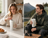 Automatic Stirring Coffee Mug 400ml USB Rechargeable Magnetic Mixing Tumbler with Smart Temperature Display Splash Resistant Lid Portable Coffee Cup for Home Office Travel Gym - Side View