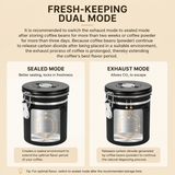 White 304 Stainless Steel Airtight Coffee Canister 1200ml Vacuum Seal Storage Jar with Date Tracker & Measuring Scoop for Coffee Beans Tea Storage - Rear View