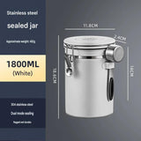 White 304 Stainless Steel Airtight Coffee Canister 1800ml Vacuum Seal Storage Jar with Date Tracker & Measuring Scoop for Coffee Beans Tea Storage