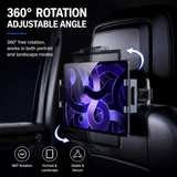 360° Rotating Car Back Seat Tablet & Phone Holder – Adjustable Headrest Mount for 4.7–12.9 Inch Devices, Universal Car Rear Entertainment Stand