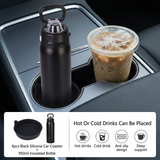 950ml Insulated Stainless Steel Bottle with 4PCS Silicone Anti-Slip Car Cup Coasters – Leakproof Travel Drink Set for Car & Home Use