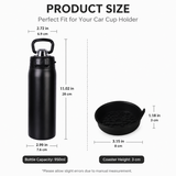 950ml Insulated Stainless Steel Bottle with 4PCS Silicone Anti-Slip Car Cup Coasters – Leakproof Travel Drink Set for Car & Home Use