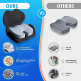 Memory Foam Seat Cushion & Lumbar Support Pillow Set – Ergonomic Office Chair & Car Seat Pad for Lower Back Pain Relief, Hip & Back Comfort - 45-Degree Angle