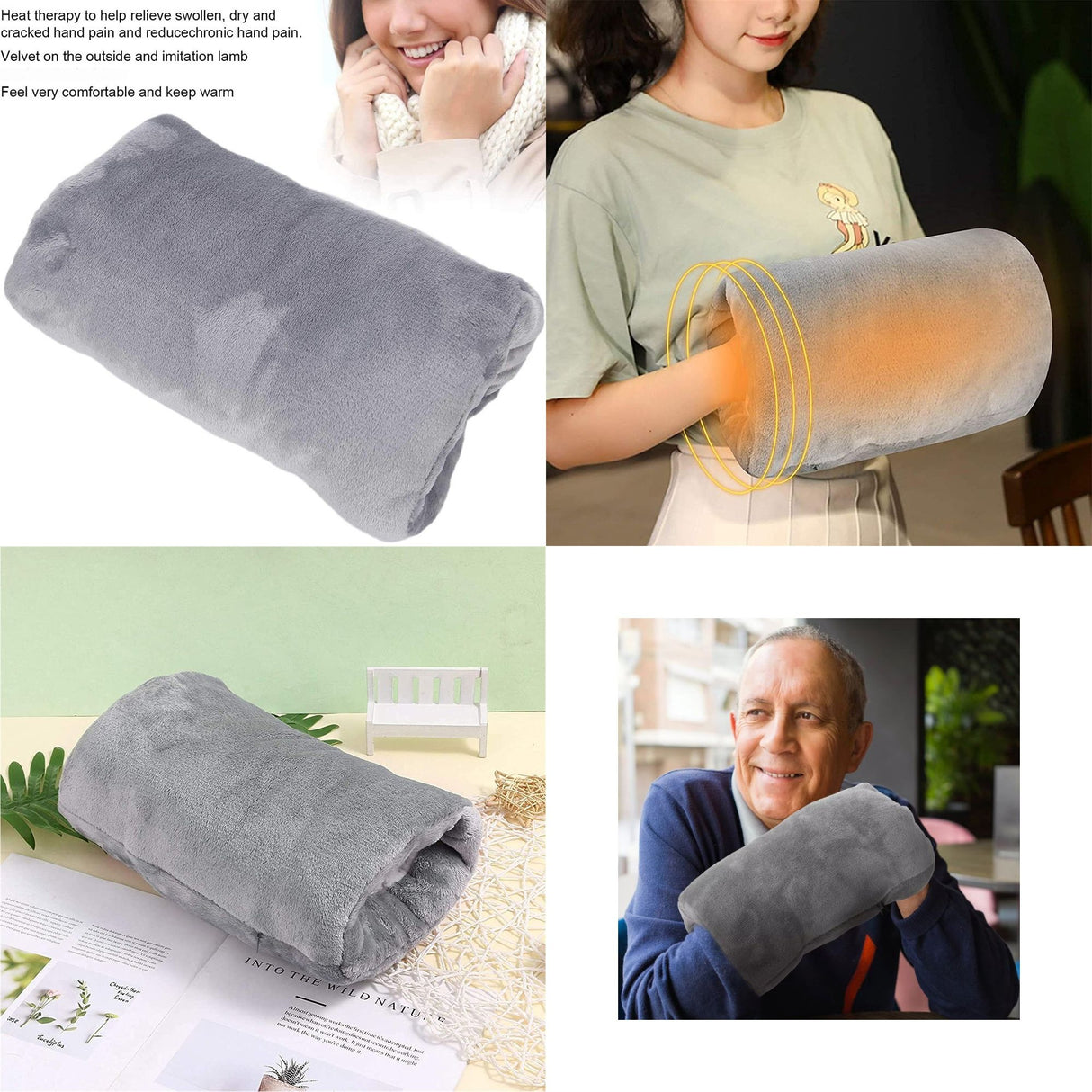 USB Heated Hand Warmer Bag & Foot Warmer Pad Combo Set – Electric Plush Heating Cushion for Home, Office & Travel