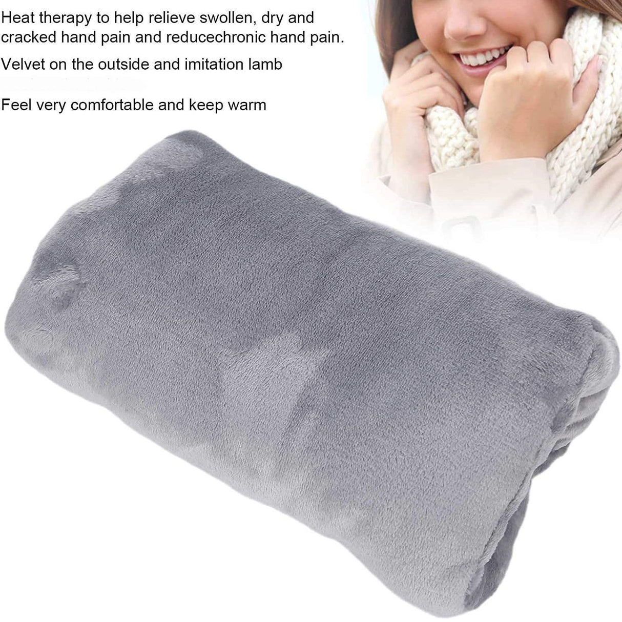 USB Heated Plush Hand Warmer Bag – Electric Rechargeable Warm Hand Cushion, Soft Winter Heating Hand Muff, Portable USB Warm Hand Pad