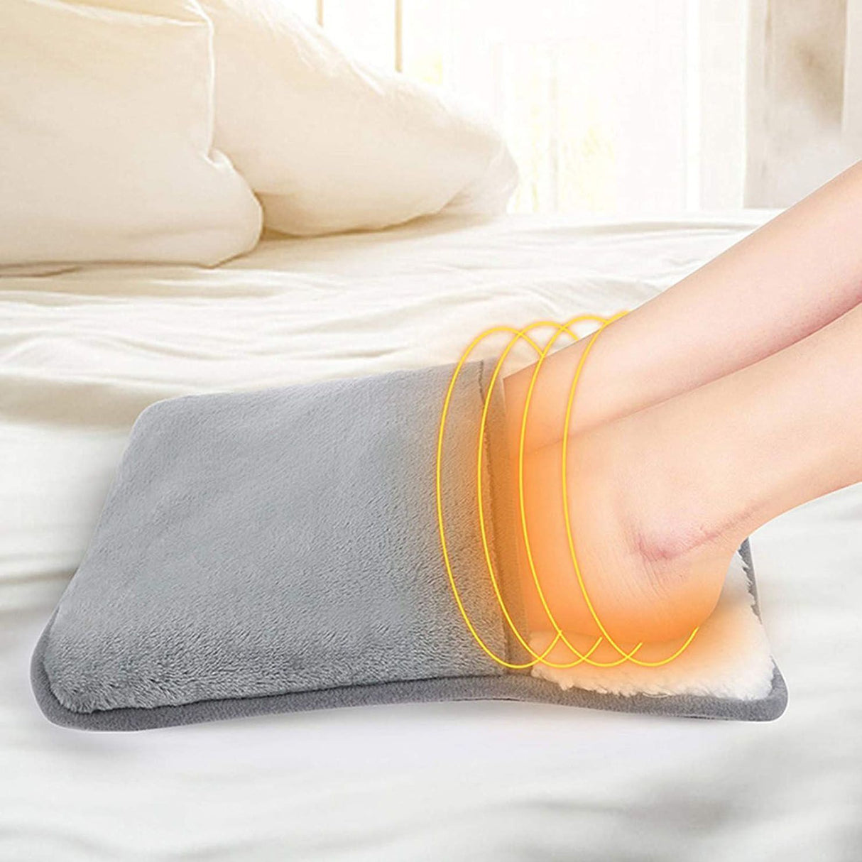 USB Heated Electric Foot Warmer Mat – 30×30cm Plush Heating Shoe Pad, Winter Warm Foot Warmer, Portable USB Electric Heated Foot Cushion for Home & Office
