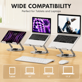360 Degree Rotatable Laptop Stand Adjustable Aluminium Ergonomic Notebook Holder Small Size 23.5x23.5cm Height Angle Adjustable Desktop Cooling Riser for Office Home Study Workspace - Top-Down View