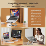 360 Degree Rotatable Laptop Stand Adjustable Aluminium Ergonomic Notebook Holder Small Size 23.5x23.5cm Height Angle Adjustable Desktop Cooling Riser for Office Home Study Workspace - 45-Degree Angle