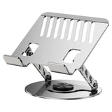 360 Degree Rotatable Laptop Stand Adjustable Aluminium Ergonomic Notebook Holder Small Size 23.5x23.5cm Height Angle Adjustable Desktop Cooling Riser for Office Home Study Workspace