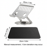 Adjustable aluminum alloy laptop stand (20*20CM), with mouse pad (21*25cm), adjustable height and angle, space-saving, heat dissipation support, suitable for office, home, study and work environments - Rear View