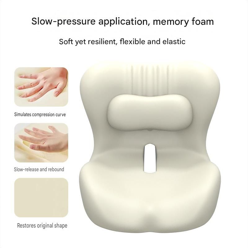 Ergonomic Memory Foam Seat Cushion with Black Support Integrated One Piece Design Pressure Relief Chair Cushion Black for Office Car Home Use