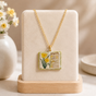 Vintage-style book necklace with March birthday flowers, a luxurious gold-plated bronze exquisite floral pendant gift