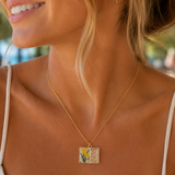 Vintage-style book necklace with March birthday flowers, a luxurious gold-plated bronze exquisite floral pendant gift - Side View
