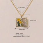Vintage-style book necklace with March birthday flowers, a luxurious gold-plated bronze exquisite floral pendant gift